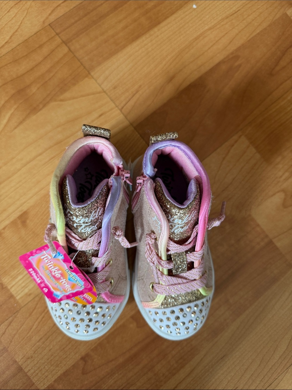 Skechers Girls Glitter High-Top Sneakers in Pink, twinkle toes ligh NWT size 6